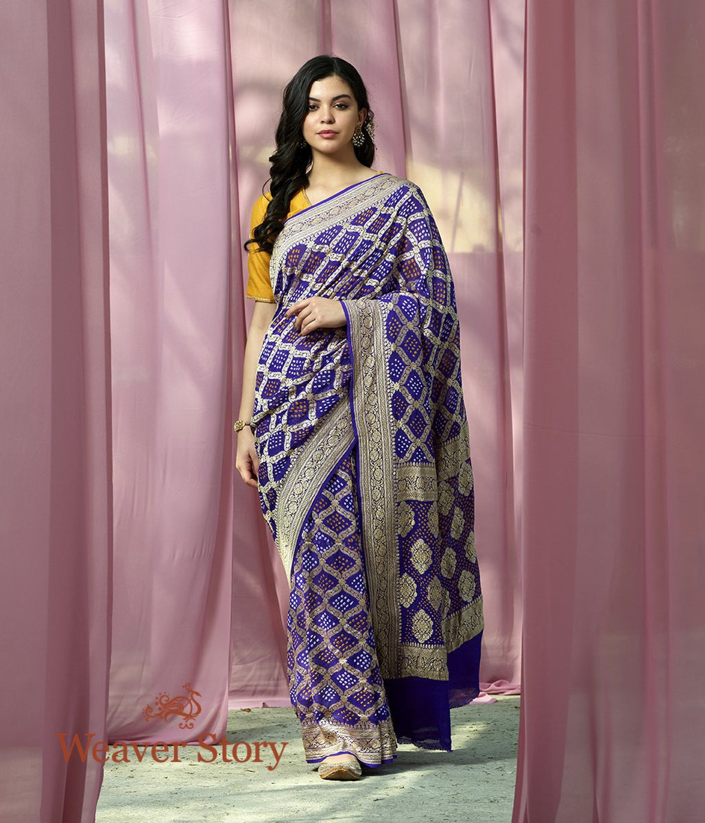 Handwoven_Purple_Banarasi_Bandhej_Saree_WeaverStory_02