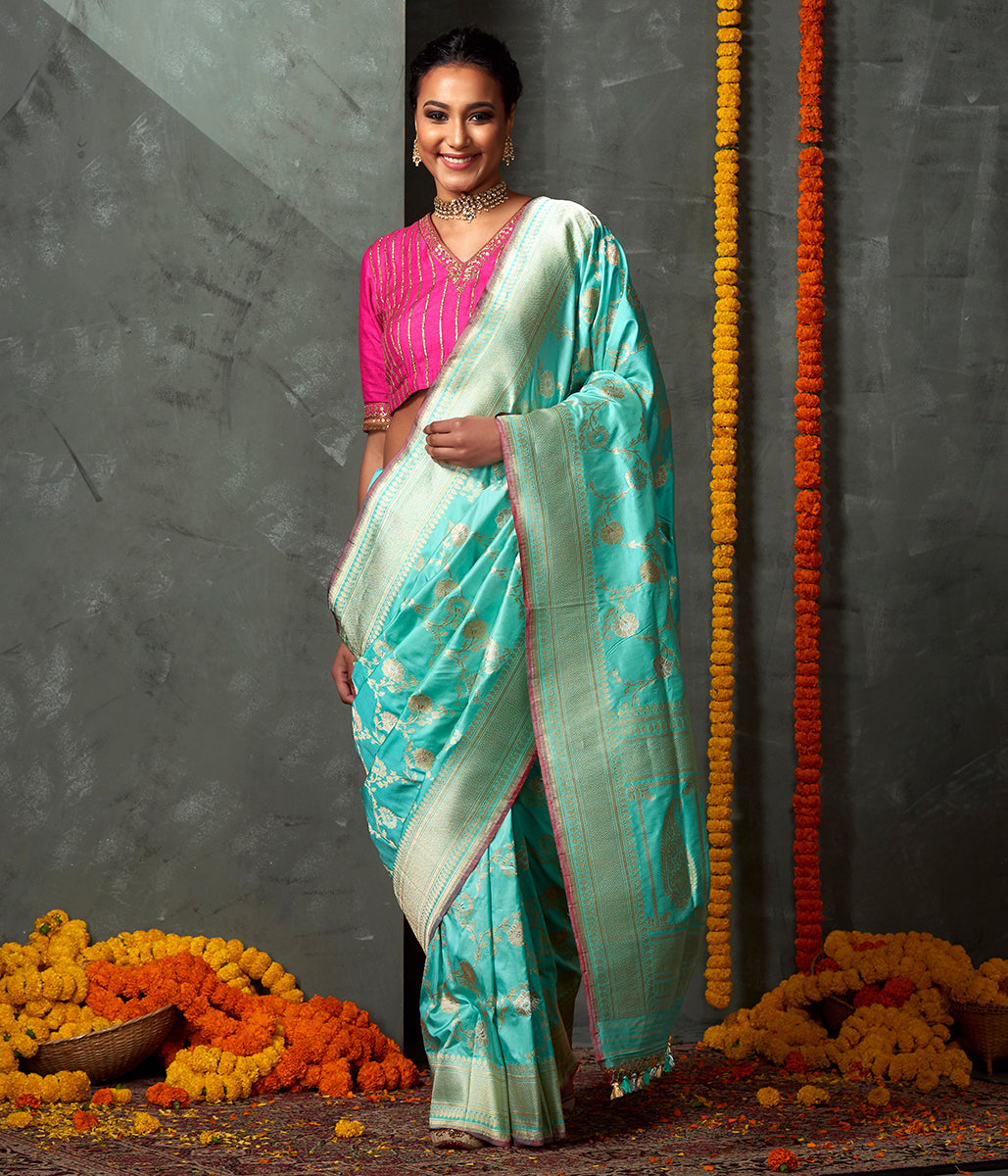 Handloom_Light_Green_Meenakari_Jangla_Saree_WeaverStory_02