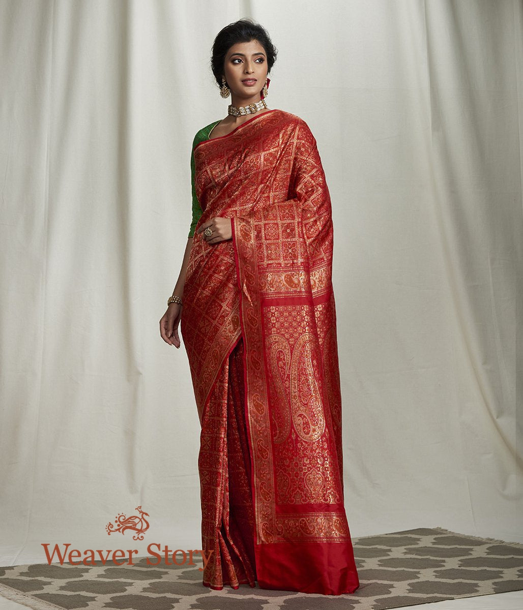 Handwoven_Red_Banarasi_Gharchola_Saree_WeaverStory_02
