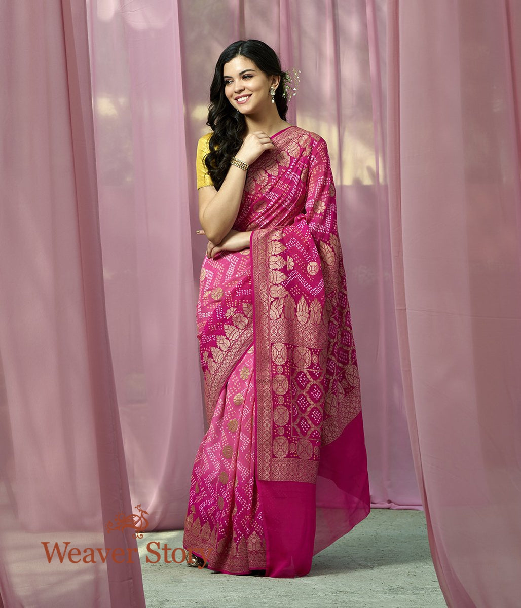 Handwoven_Magenta_Banarasi_Bandhej_Saree_WeaverStory_02