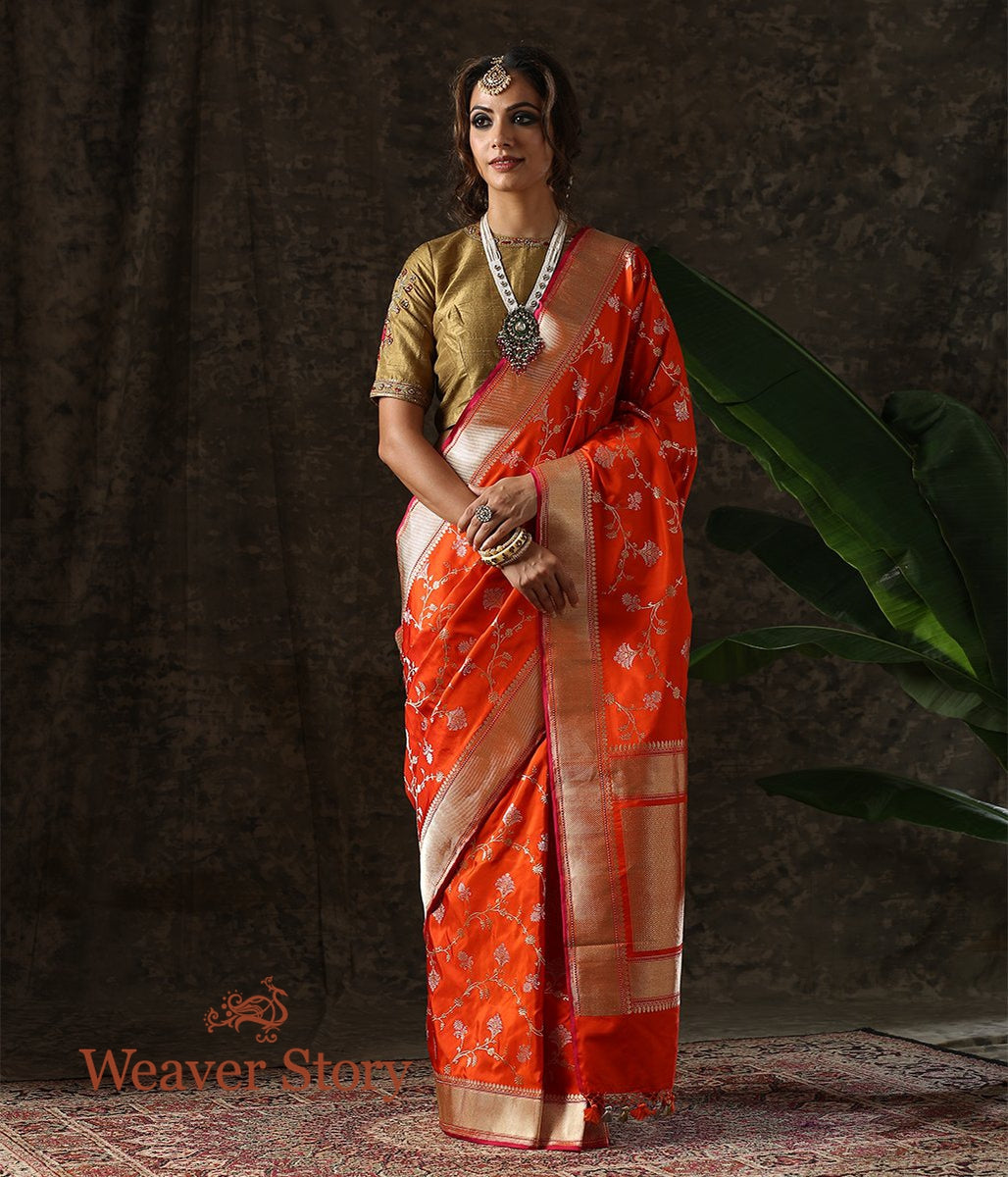 Handloom_Orange_Kadhwa_Jangla_Saree_with_Sona_Rupa_Zari_WeaverStory_02