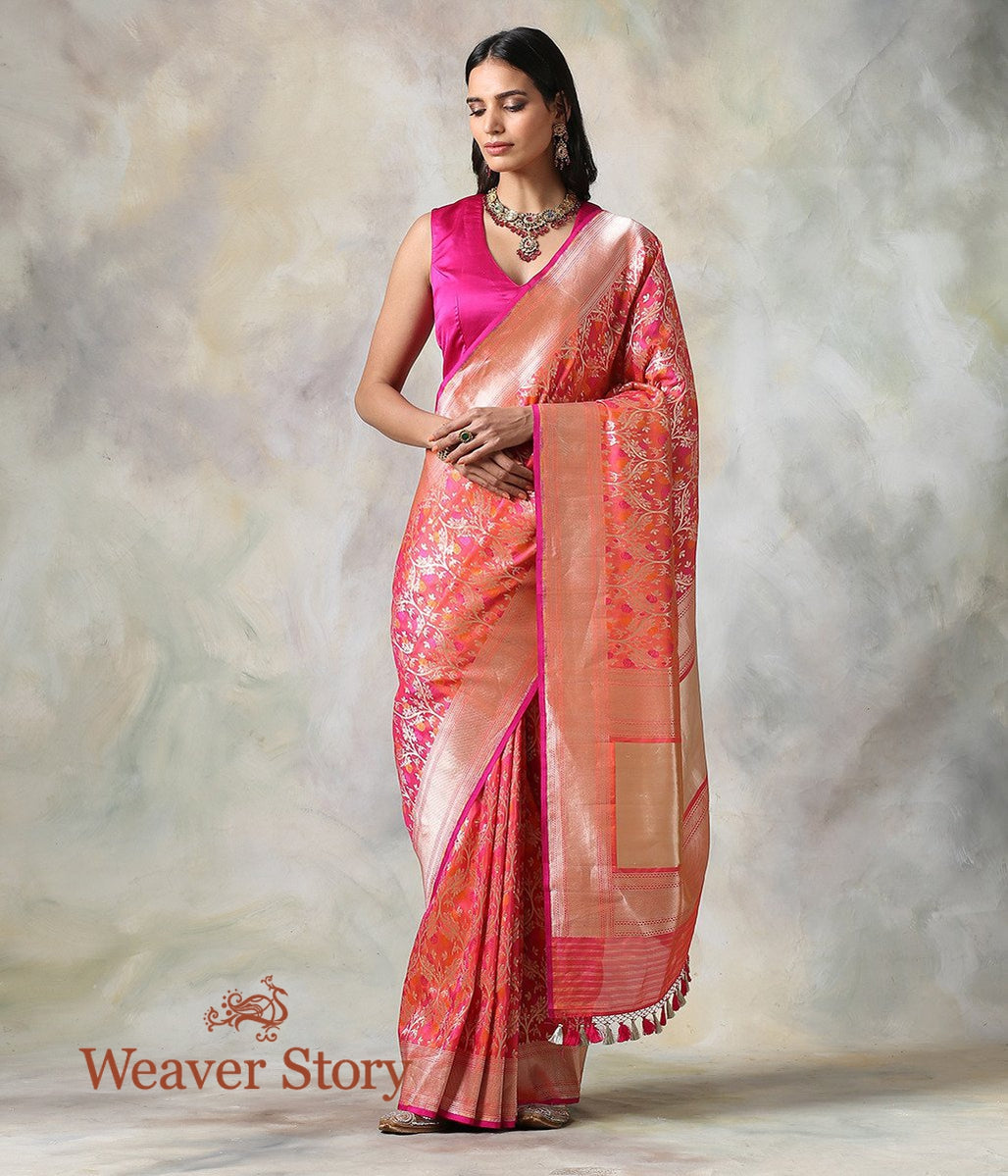 Handloom_Pink_Peach_Floral_Cutwork_Jaal_Saree_with_Meenakari_WeaverStory_02