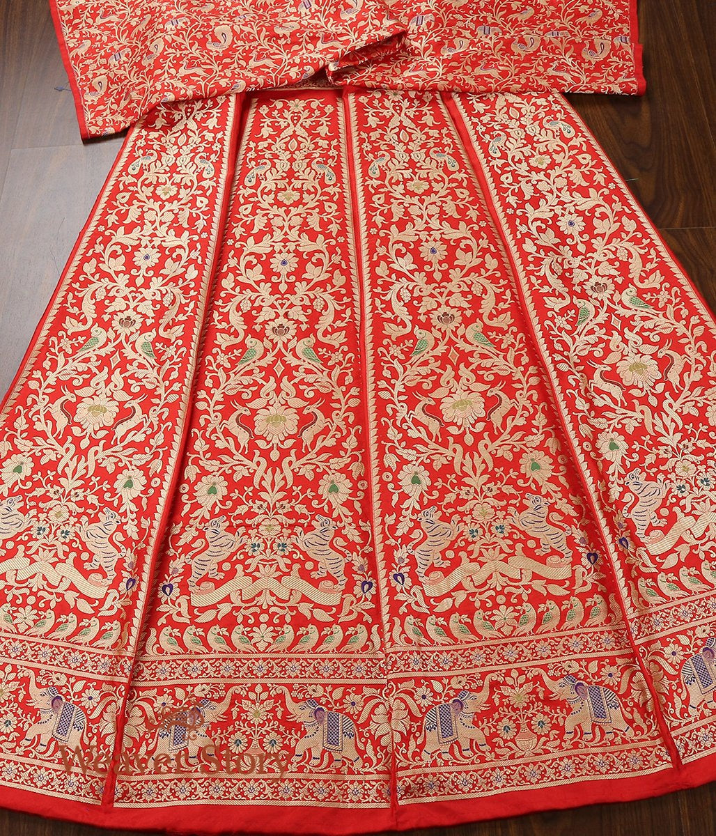 Red_Handloom_Katan_Silk_Banarasi_Shikargah_Lehenga_WeaverStory_02