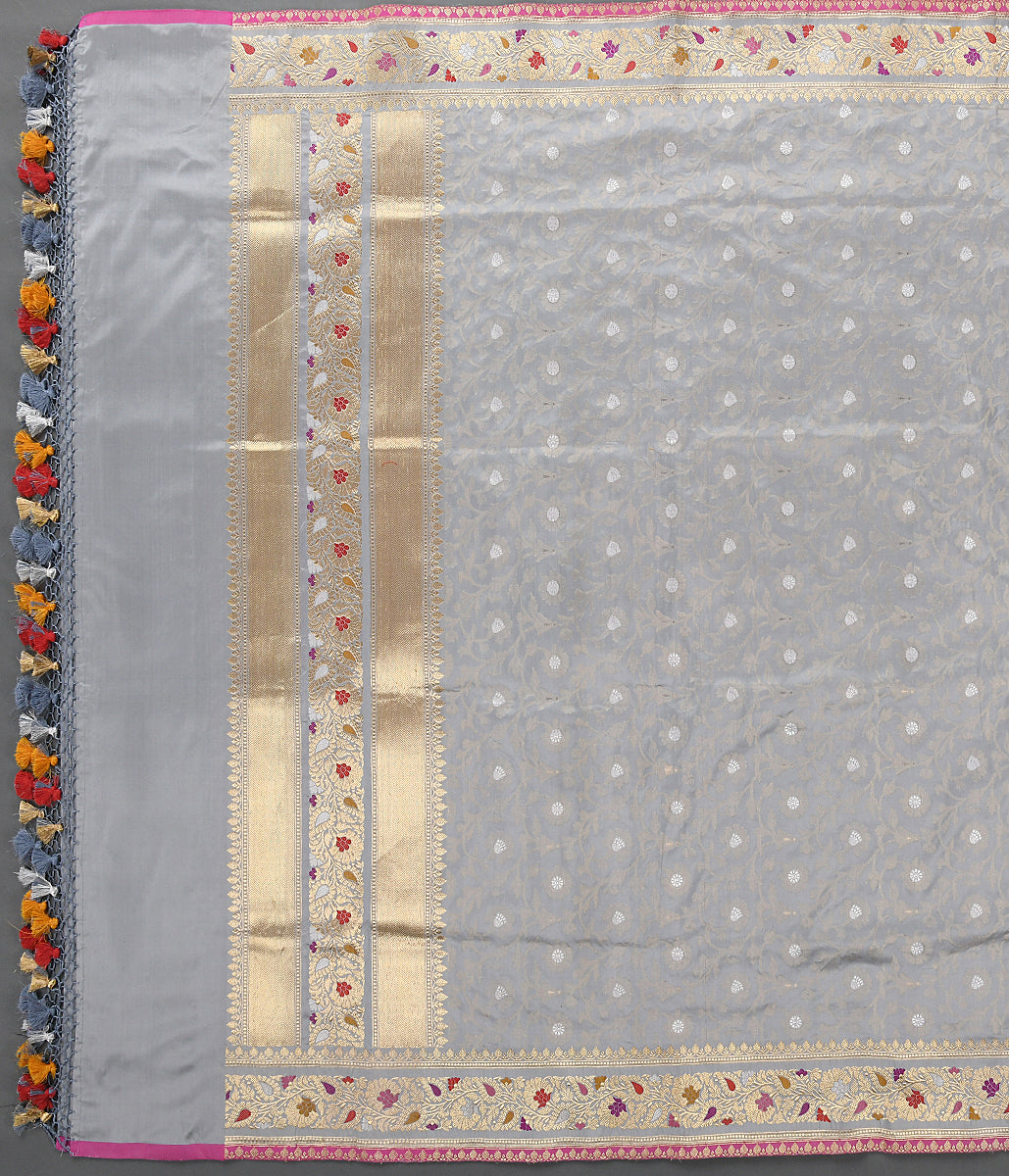 Handloom_Grey_Banarasi_Dampaj_with_Meenakari_Border_WeaverStory_02