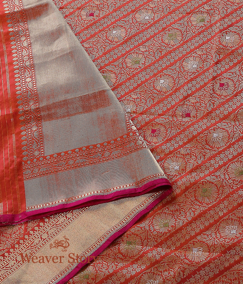 Handloom_Orange_and_Red_Kimkhab_Dupatta_with_Meenakari_WeaverStory_02