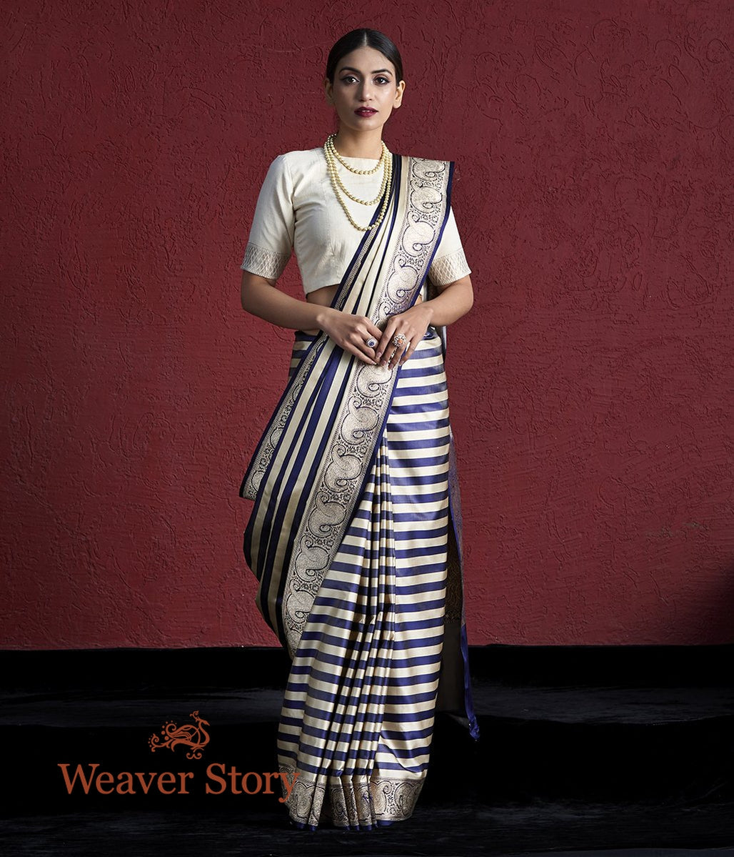 Handwoven_Blue_and_Beige_Mashru_Silk_Banarasi_With_Jamawar_Border_WeaverStory_02