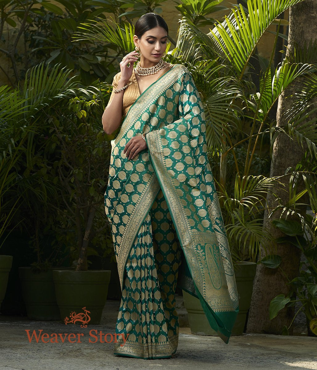 Handwoven_Teal_Green_Anaar_Boota_Jangla_Saree_WeaverStory_02