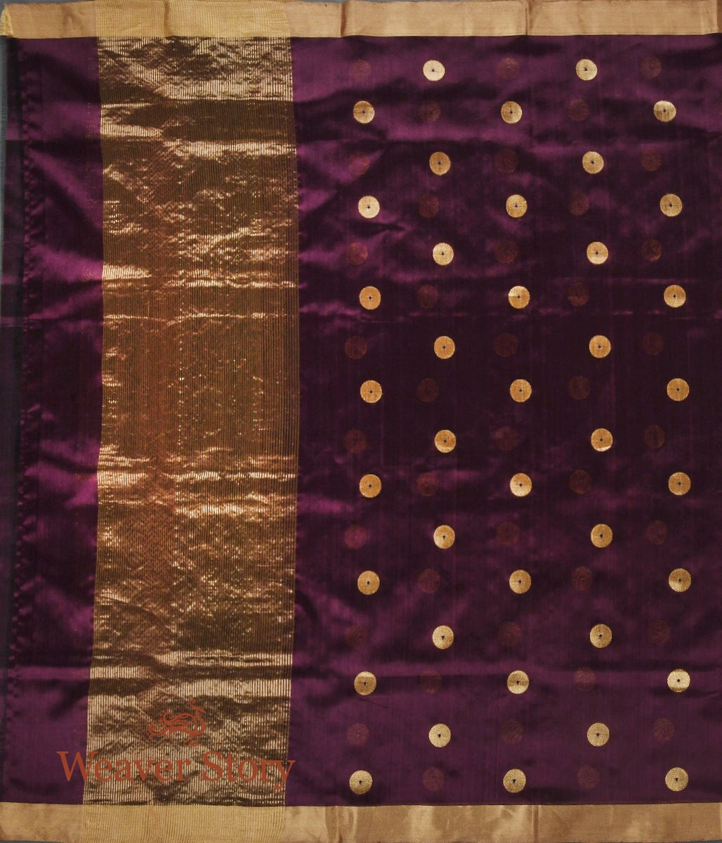 Handloom_Wine_Chanderi_Silk_Dupatta_with_Asharfi_Booti_WeaverStory_02