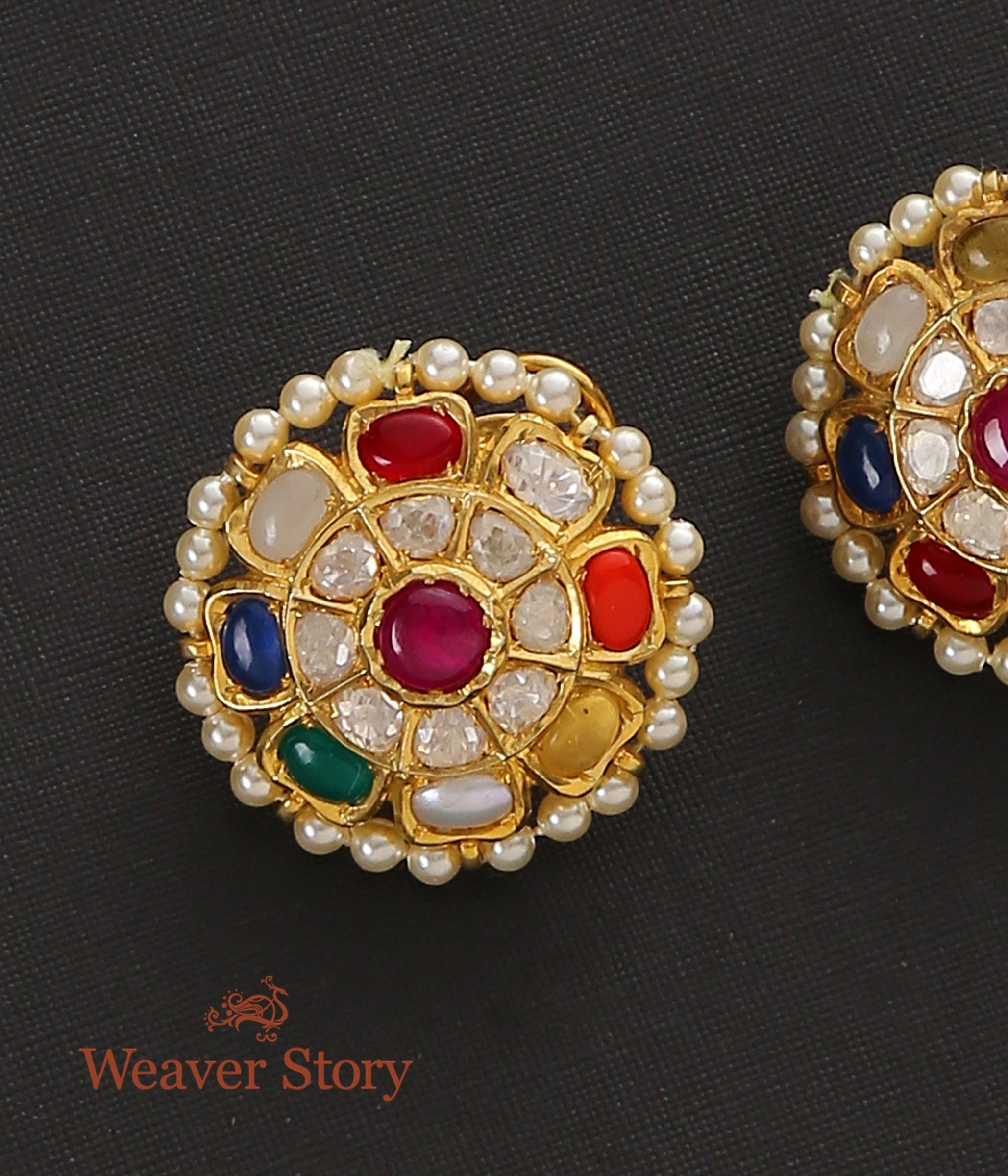 Navtara_Earrings_with_Moissanite_Polki_Crafted_in_Pure_Silver_WeaverStory_03