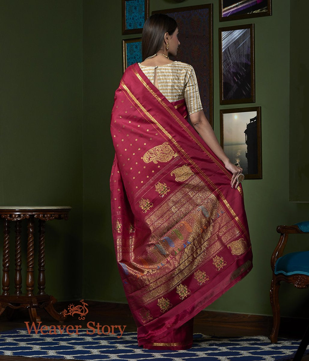 Handwoven_Maroon_Kanjivaram_Saree_with_Bird_Motifs_WeaverStory_03