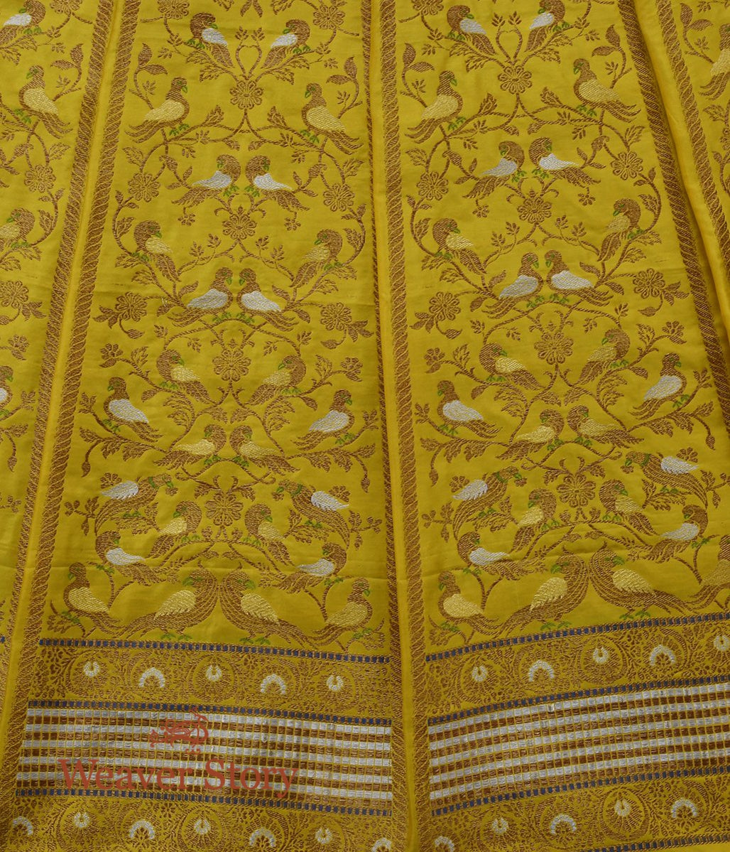 Handloom_Yellow_Meenakari_Silk_Banarasi_Lehenga_with_Parrots_WeaverStory_03