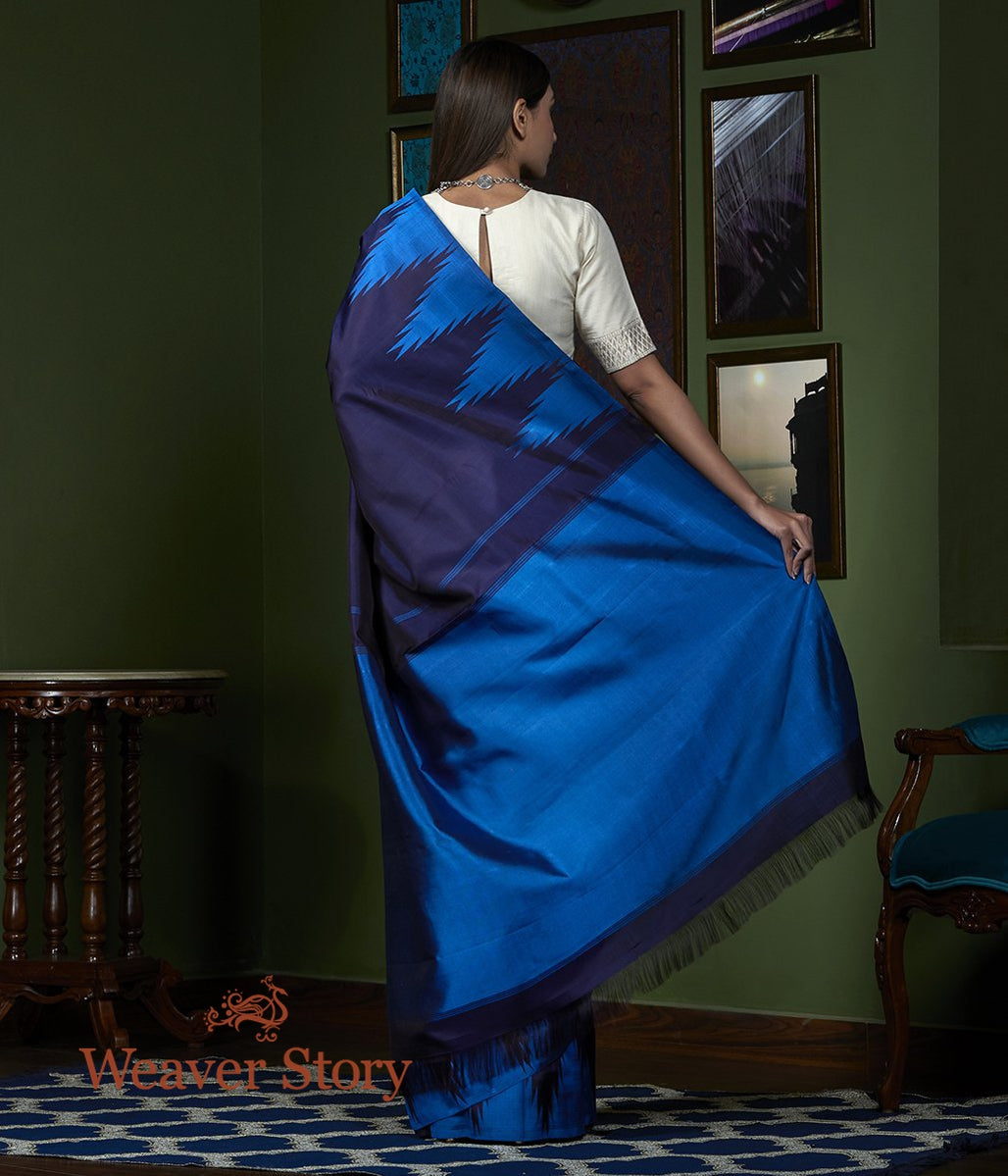 Handloom_Dark_Purple_Temple_Border_Saree_with_Turquoise_Twill_Weave_Border_WeaverStory_03