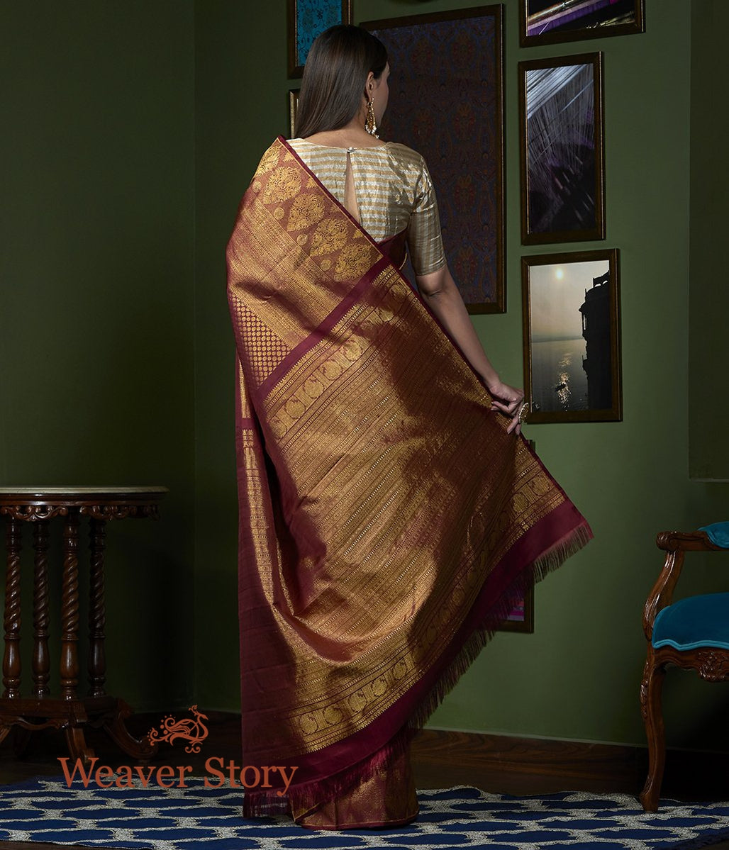 Handwoven_Maroon_All_Over_Zari_Kanjivaram_Saree_WeaverStory_03