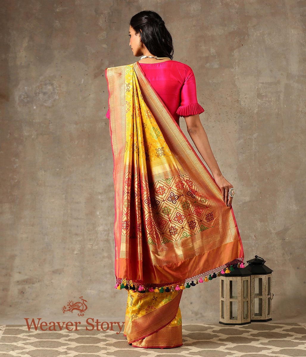 Handwoven_Yellow_Banarasi_Patola_Saree_with_Meenakari_WeaverStory_03