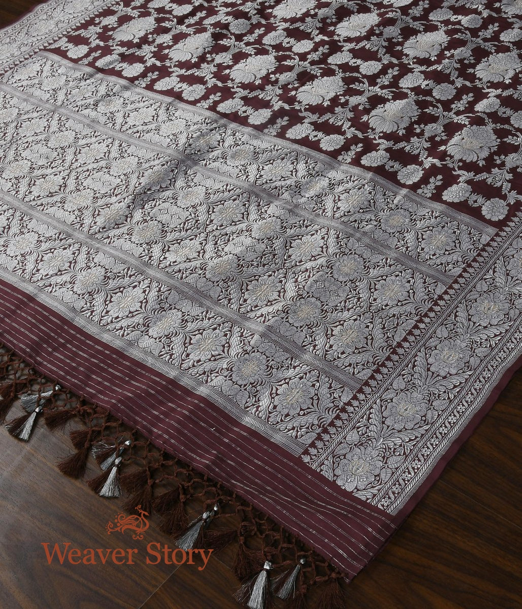 Handloom_Brown_Kadhwa_Jangla_Dupatta_with_Silver_Zari_WeaverStory_03