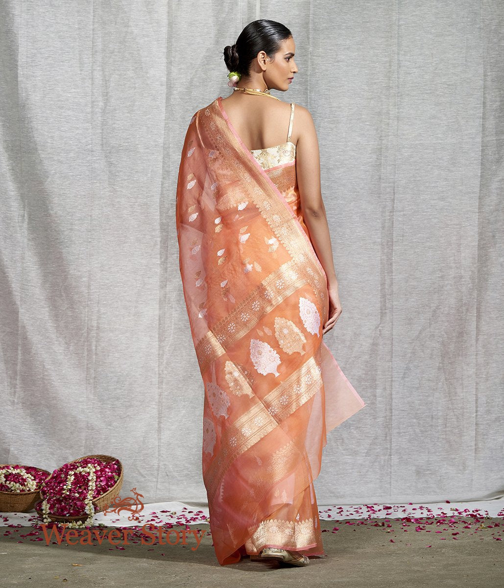 Handwoven_Peach_Kora_Silk_Banarasi_with_Sona_Rupa_Zari_WeaverStory_03