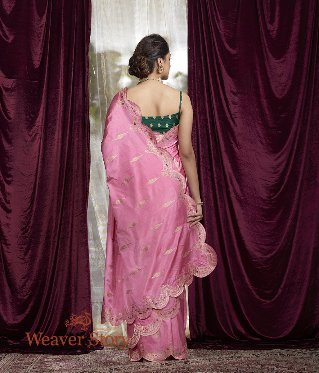 Handwoven_Pink_Meenakari_Saree_with_Scalloped_Borders_WeaverStory_03