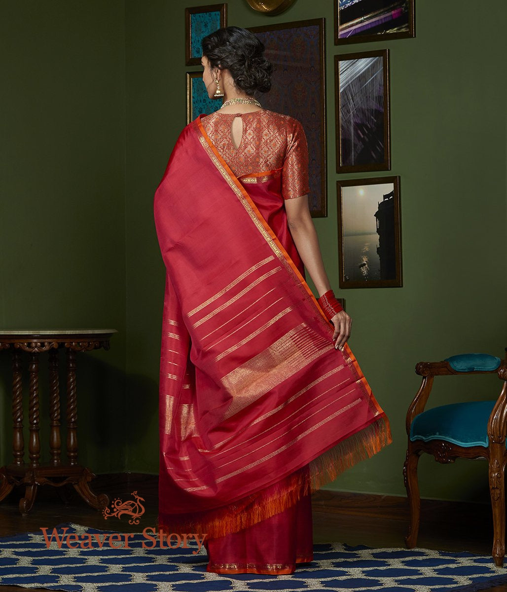 Handwoven_Red_Rani_Kanjivaram_Saree_with_Orange_Selvedge_WeaverStory_03
