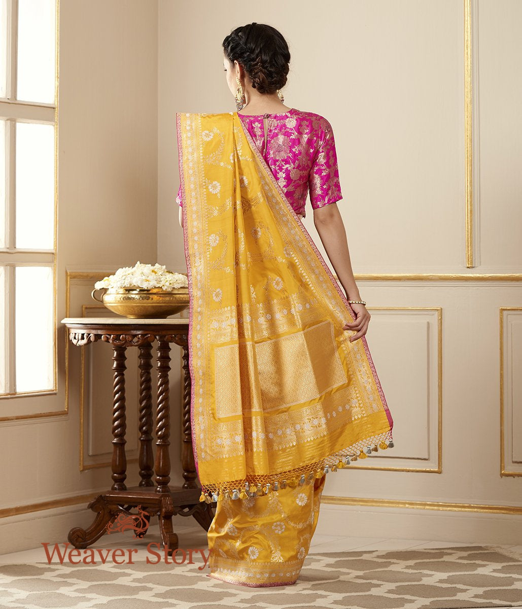 Handloom_Mango_Yellow_Sona_Rupa_Kadhwa_Jangla_Saree_with_Delicate_Border_WeaverStory_03