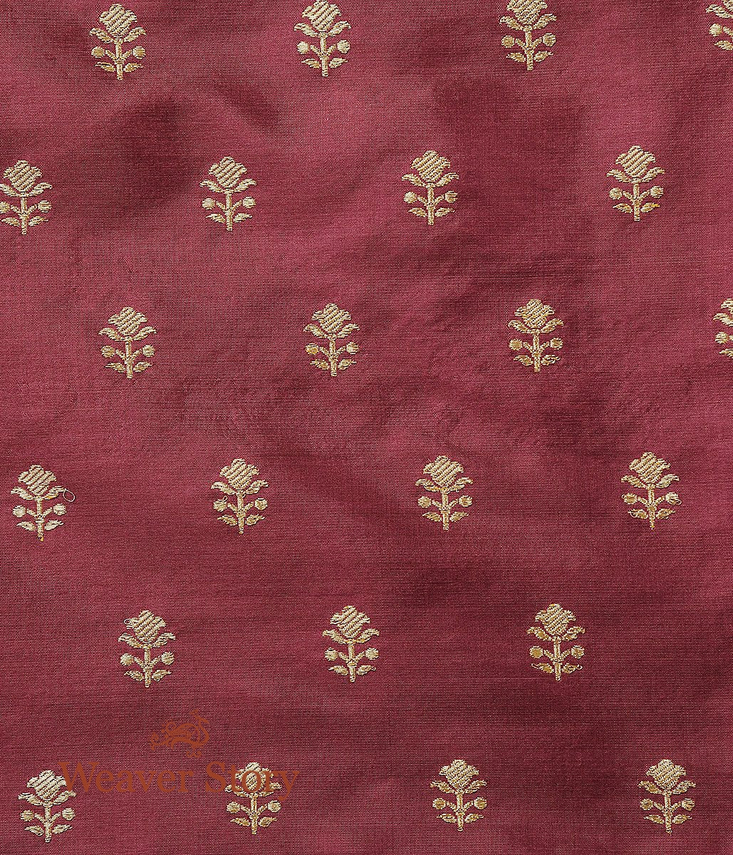 Handloom_Wine_Tulsi_Booti_Gold_Zari_Fabric_WeaverStory_03