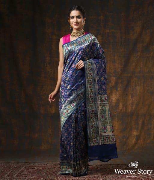 Handwoven_Blue_Meenakari_Banarasi_Patola_Saree_WeaverStory_03