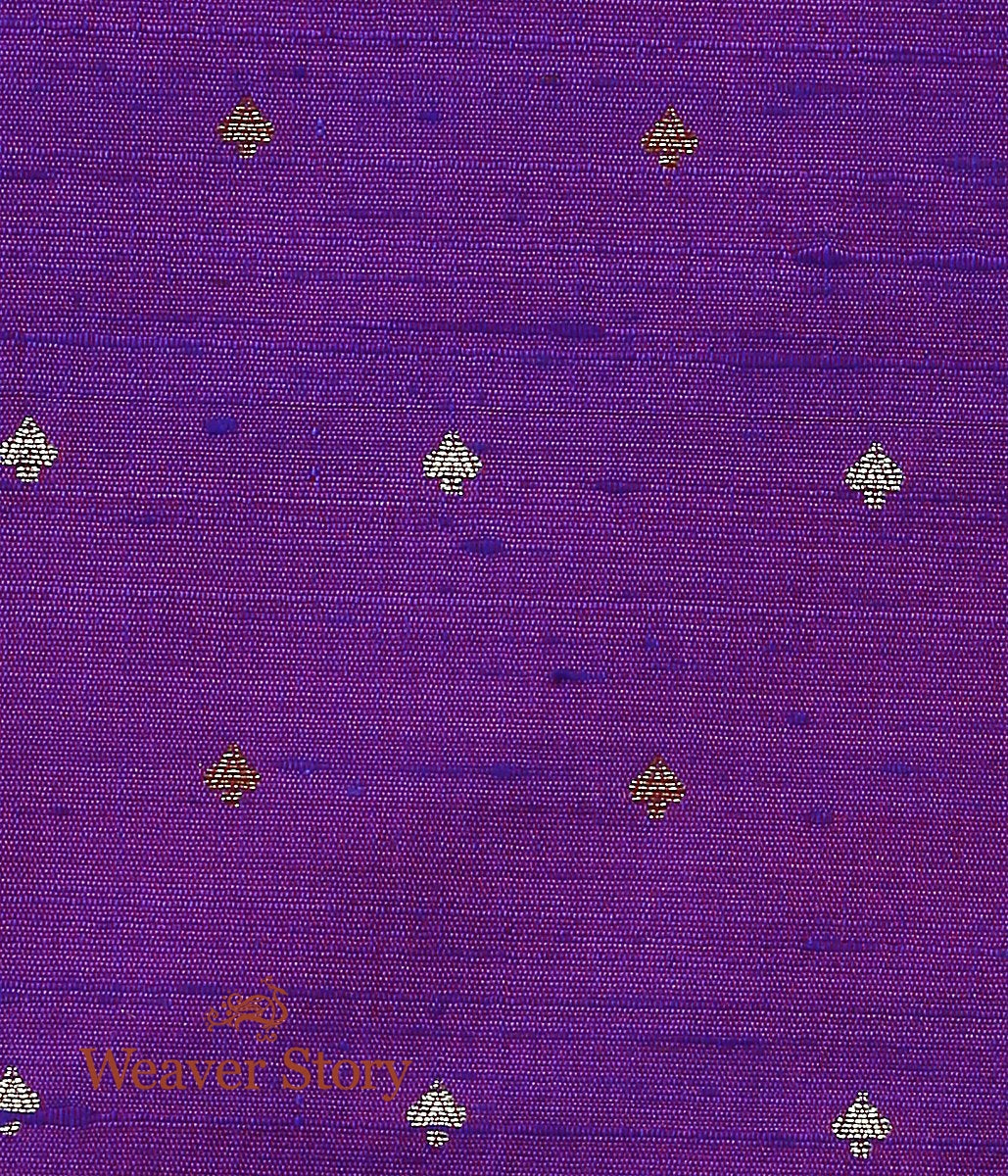 Handloom_Purple_Tusser_Zari_Booti_Fabric_WeaverStory_03