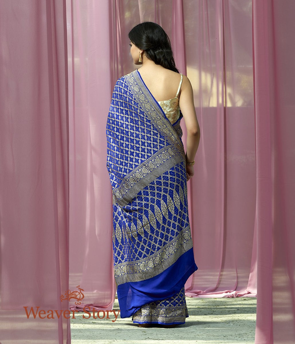 Handwoven_Blue_Banarasi_Bandhej_Saree_WeaverStory_03