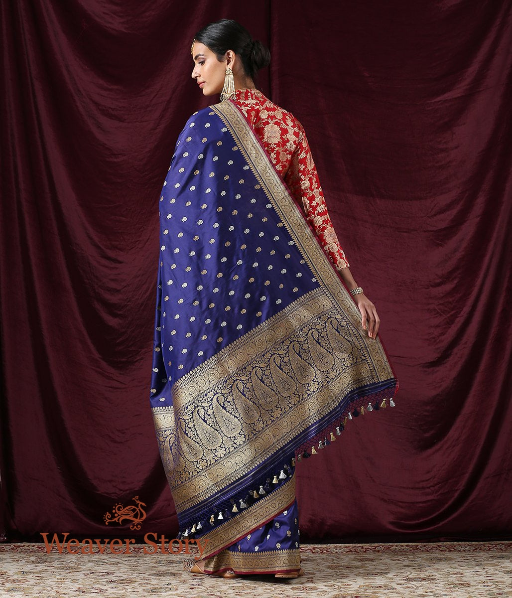 Handwoven_Blue_Kadhwa_Booti_Saree_with_Floral_Border_WeaverStory_03