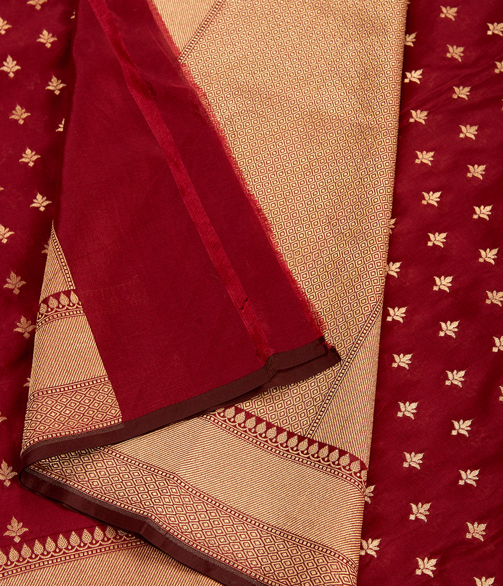 Banarasi_Suit_-_Handwoven_Mahroon_Banarasi_Tanchui_Kurta_with_Bootidar_Dupatta_WeaverStory_05