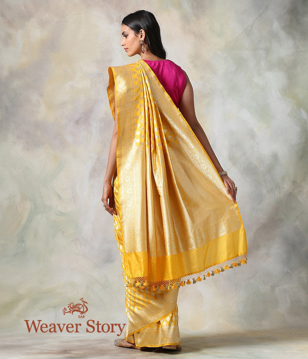 Handwoven_Yellow_Cutwork_Booti_Saree_WeaverStory_03