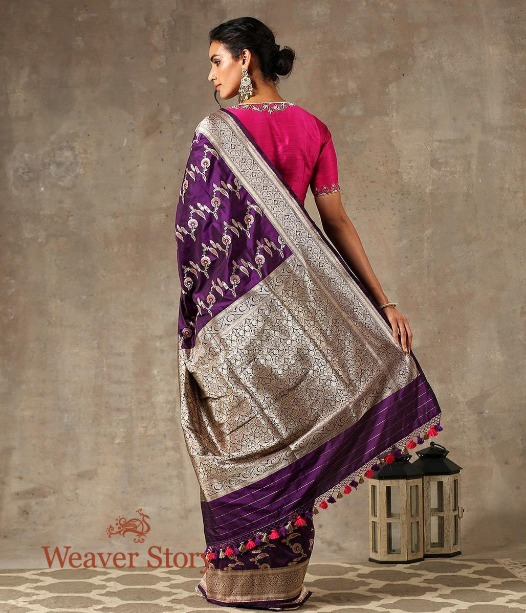 Handwoven_Purple_Cutwork_Jangla_Saree_with_Meenakari_WeaverStory_03
