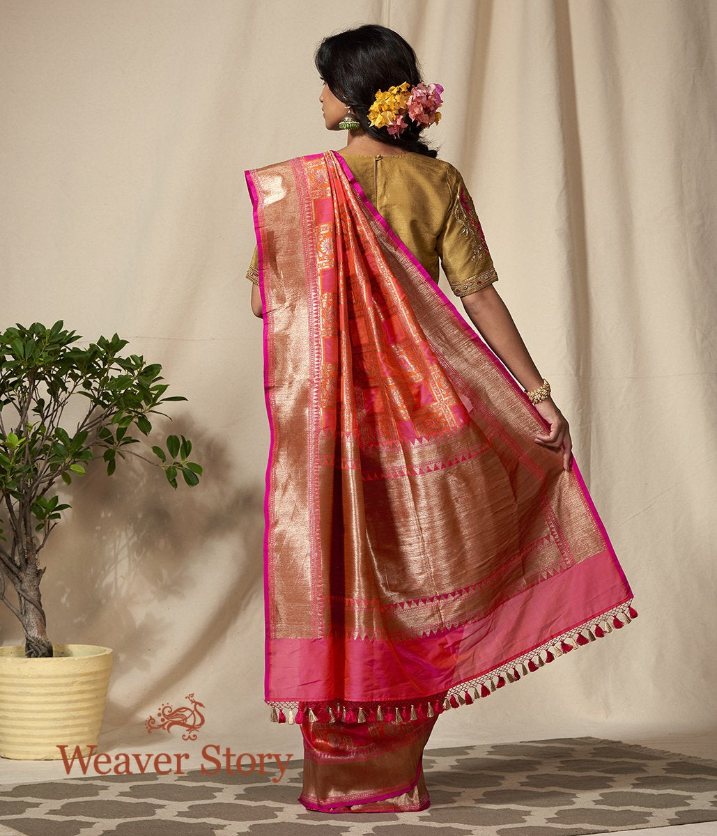 Handwoven_Pink_and_Orange_Antique_Zari_Checks_Banarasi_Patola_Saree_WeaverStory_03