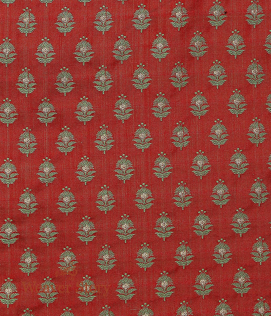 Handloom_Red_Green_Zari_Booti_Tanchoi_Fabric_WeaverStory_03