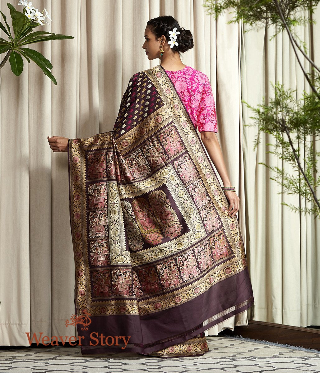 Banaras_Baluchari_saree_in_Brown_with_an_elaborate_elephant_pallu_WeaverStory_03