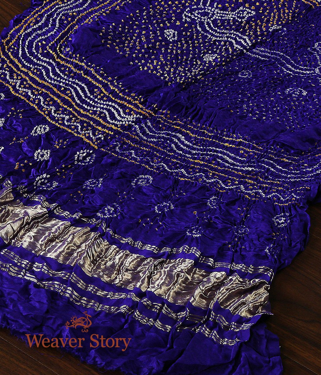Handloom_Blue_Gajji_Silk_Dupatta_with_Bandhej_WeaverStory_03