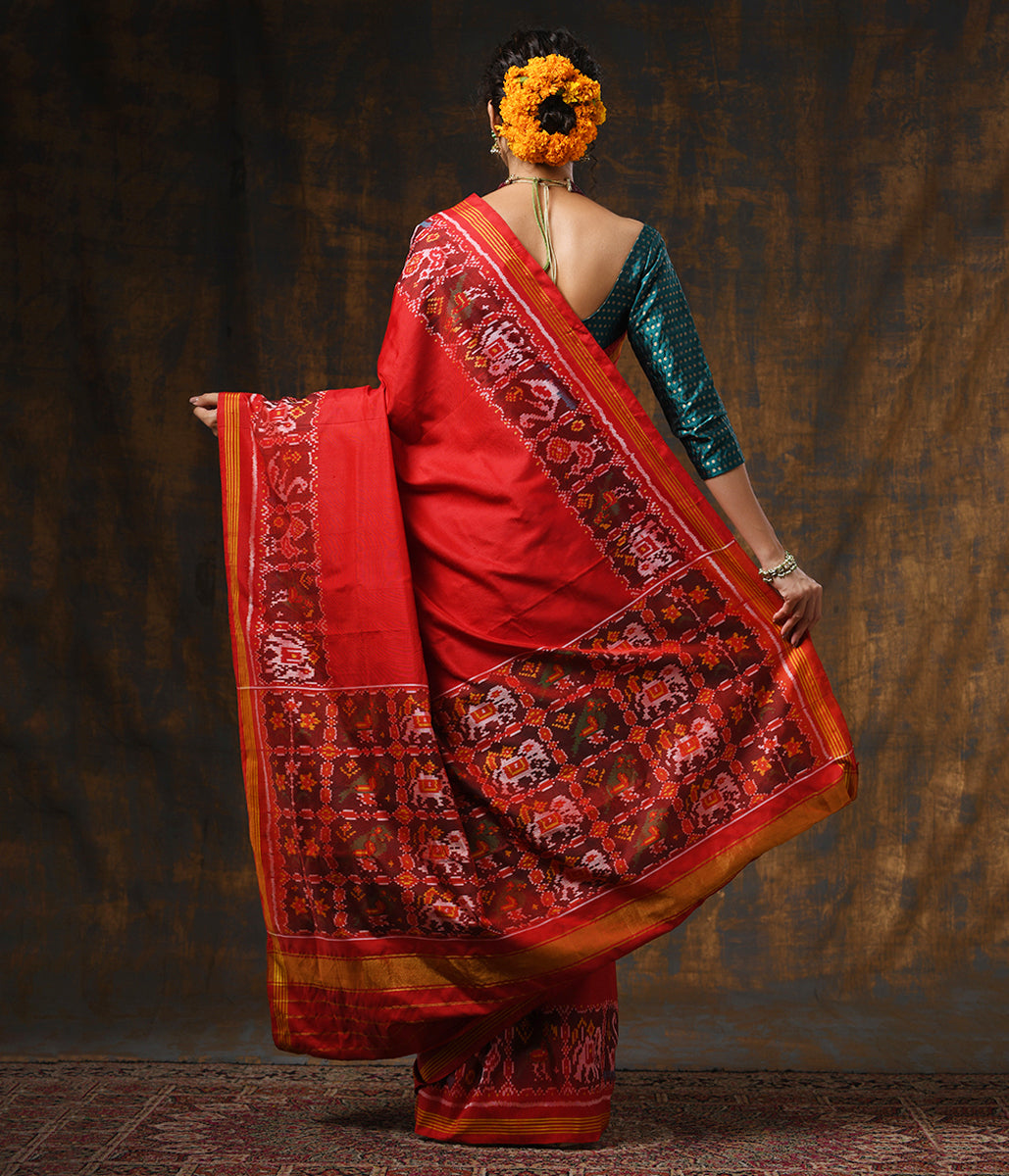Handloom_Green_and_Red_Gujarat_Patola_Saree_with_Elephants_WeaverStory_03