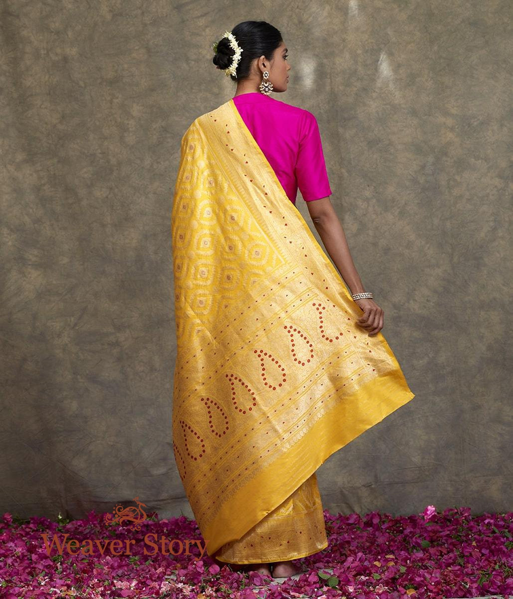 Handwoven_Yellow_Kadhwa_Jangla_Saree_with_Meenakari_WeaverStory_03