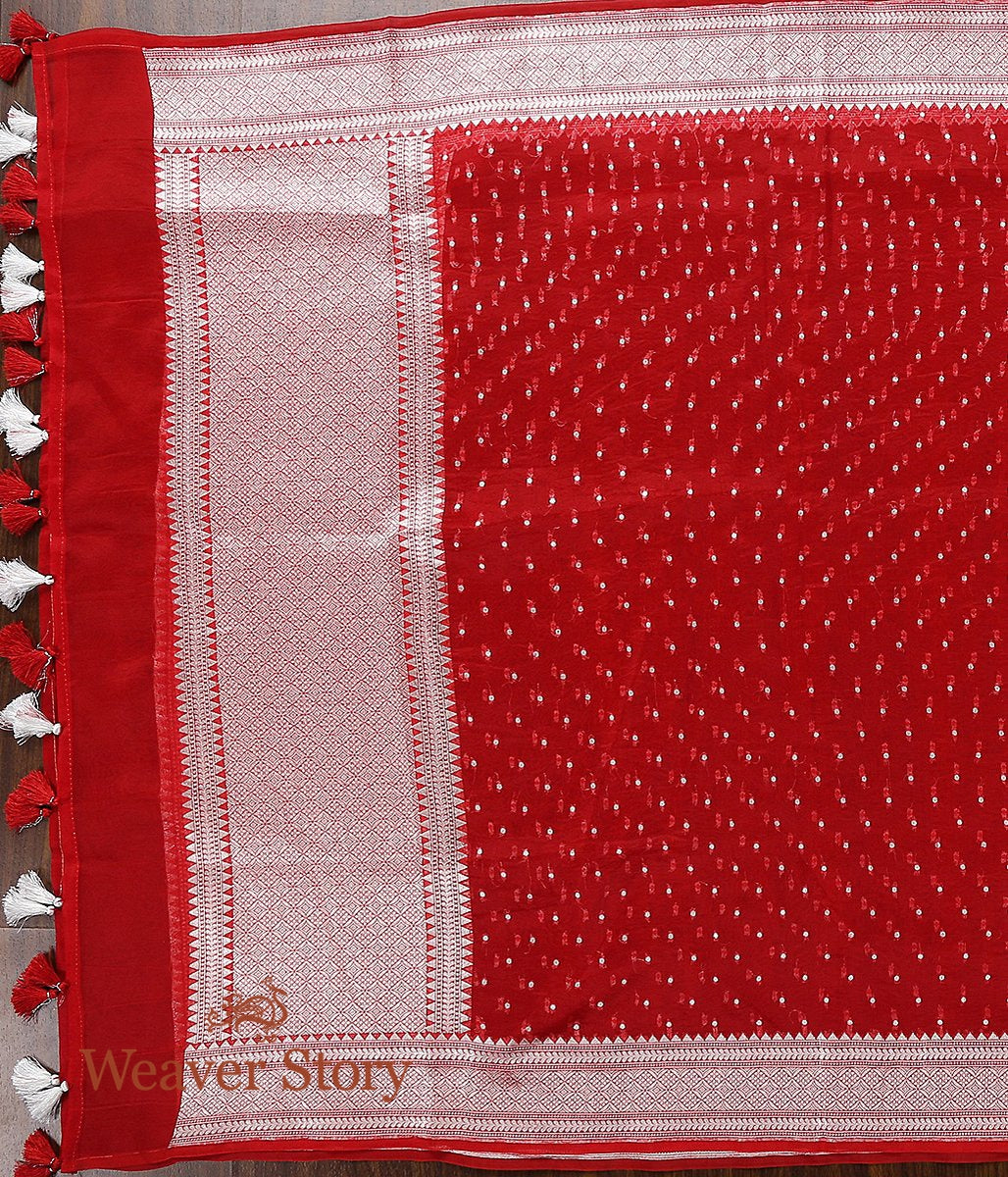 Handloom_Red_Organza_Booti_Dupatta_with_Silver_Zari_WeaverStory_04