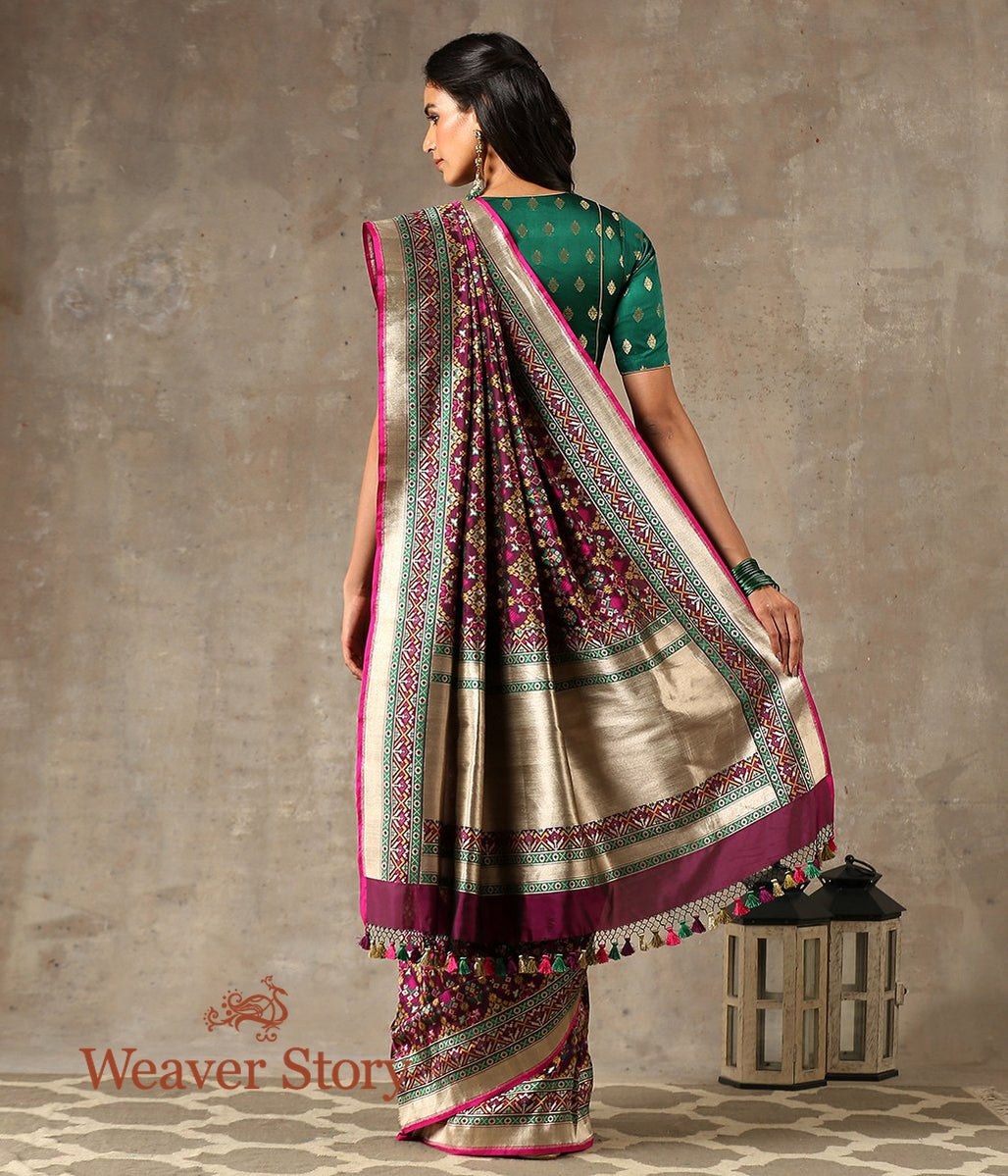 Handwoven_Wine_Meenakari_Patola_Saree_WeaverStory_03