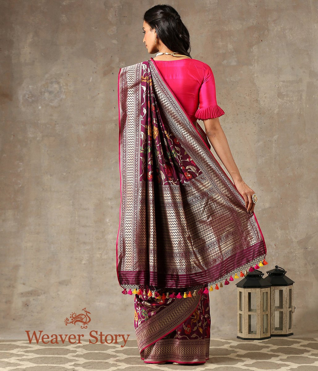 Handwoven_Wine_Meenakari_Banarasi_Saree_with_Floral_Jaal_WeaverStory_03
