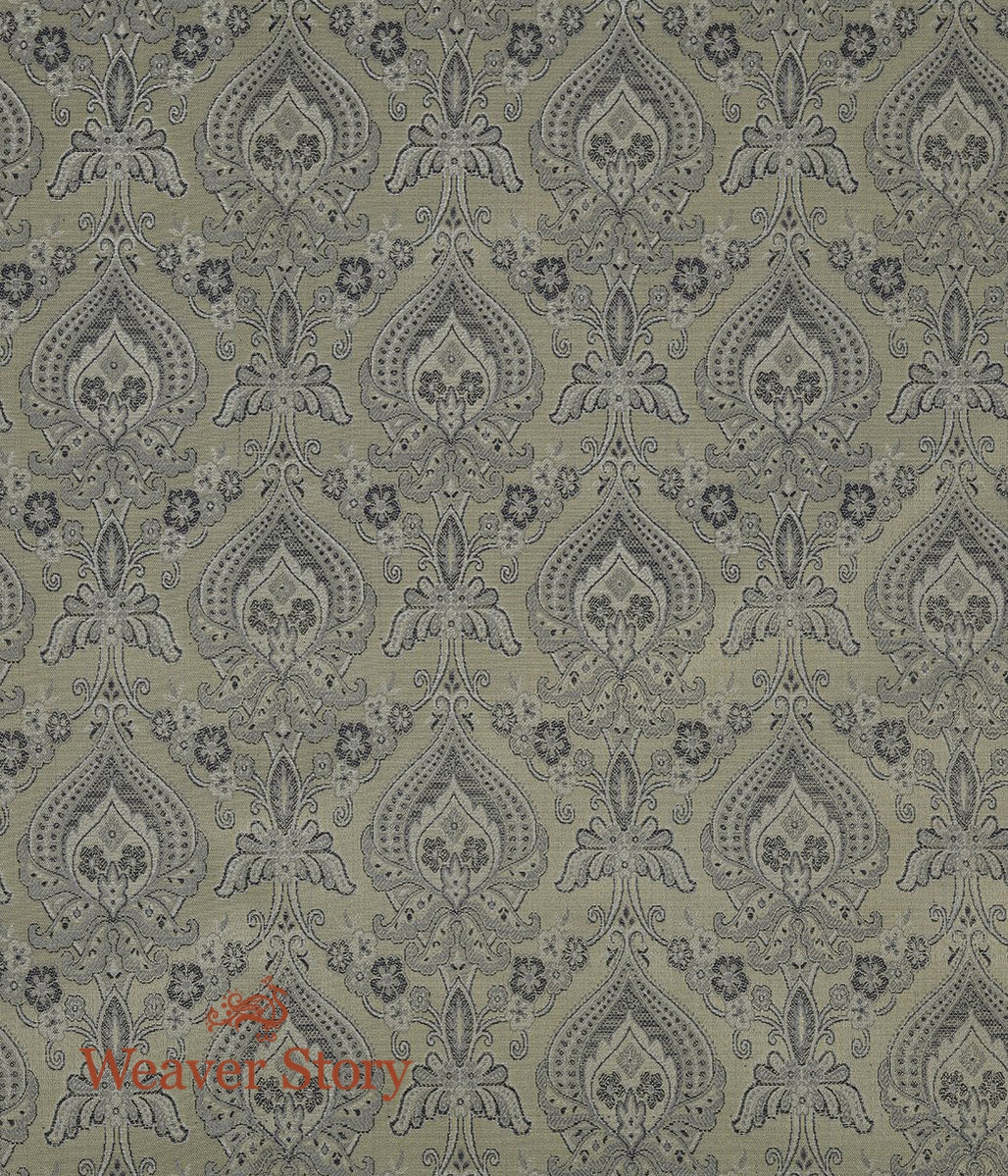 Handloom_Beige_Jamawar_Fabric_with_Mehraab_Jaal_Woven_in_Black_WeaverStory_03