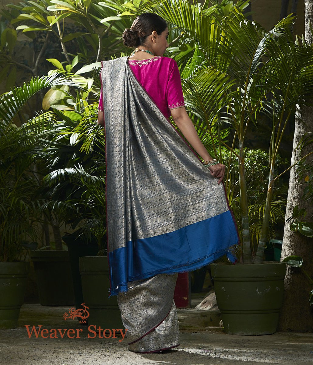 Handwoven_Cobalt_Blue_Zari_Kimkhab_with_Meenakari_WeaverStory_03