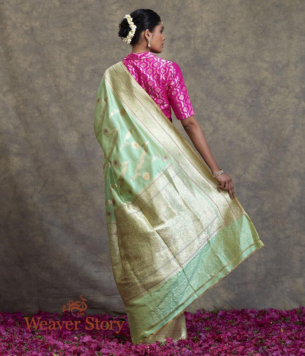 Handwoven_Sea_Green_Kadhwa_Jangla_Saree_with_Meenakari_WeaverStory_03