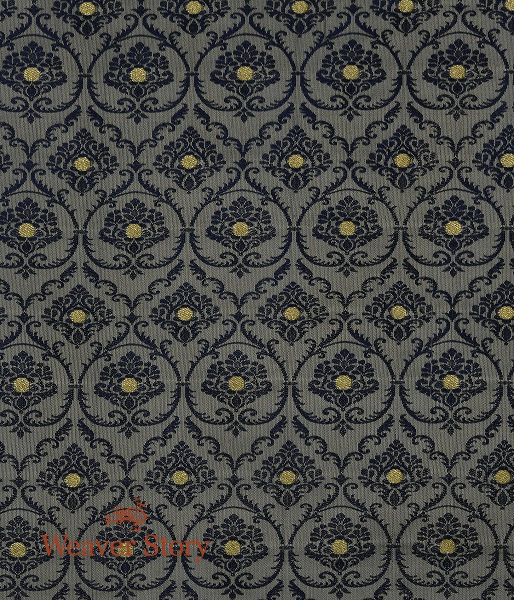 Handloom_Grey_Blue_Tanchoi_Fabric_with_Zari_Booti_WeaverStory_03