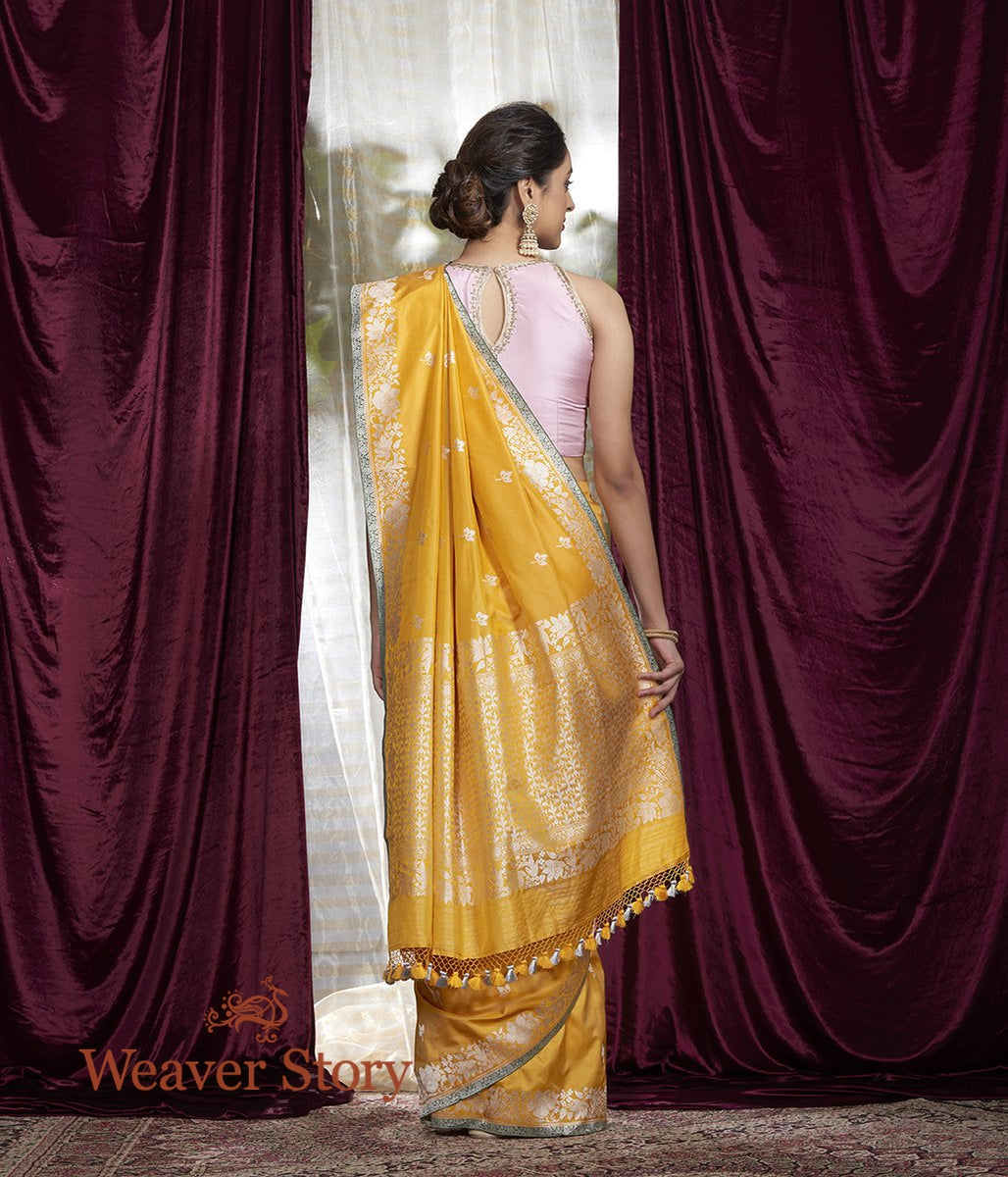Handwoven_Yellow_Kadhwa_Boota_Saree_with_Floral_Border_WeaverStory_03