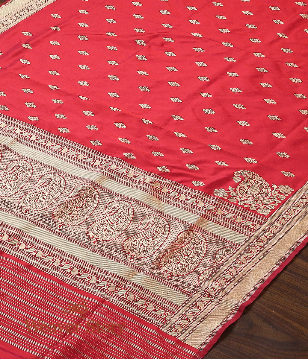 Handloom_Red_Kadhwa_Booti_Dupatta_WeaverStory_04