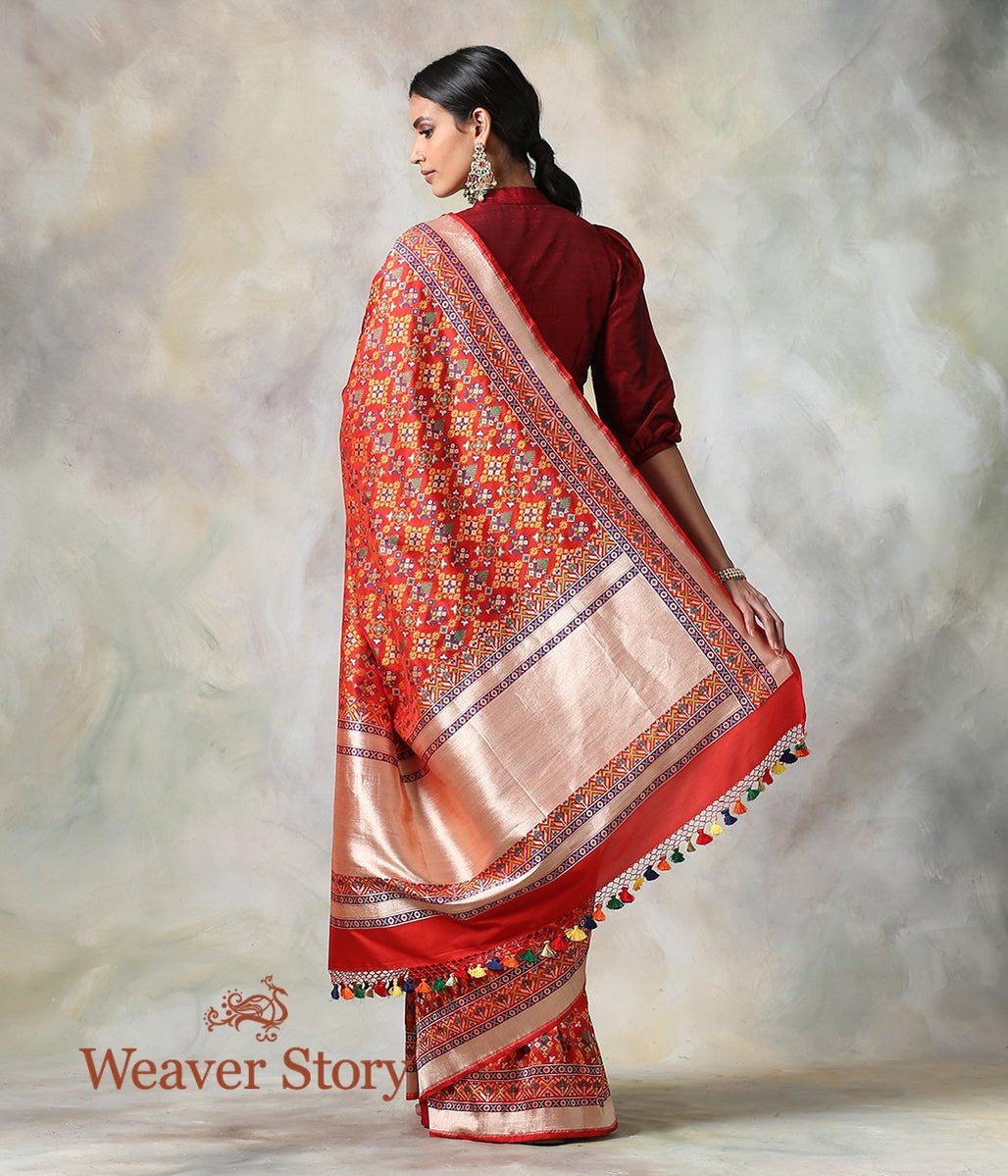 Handwoven_Red_Meenakari_Patola_Saree_with_a_Hint_of_Blue_WeaverStory_03