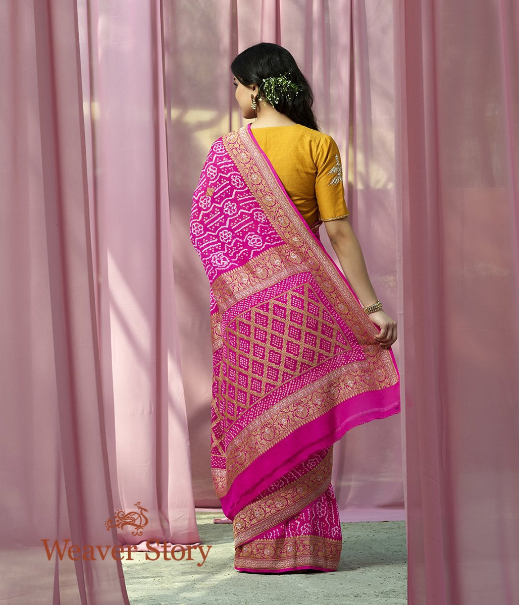 Handloom_Pink_Banarasi_Bandhej_Saree_WeaverStory_03