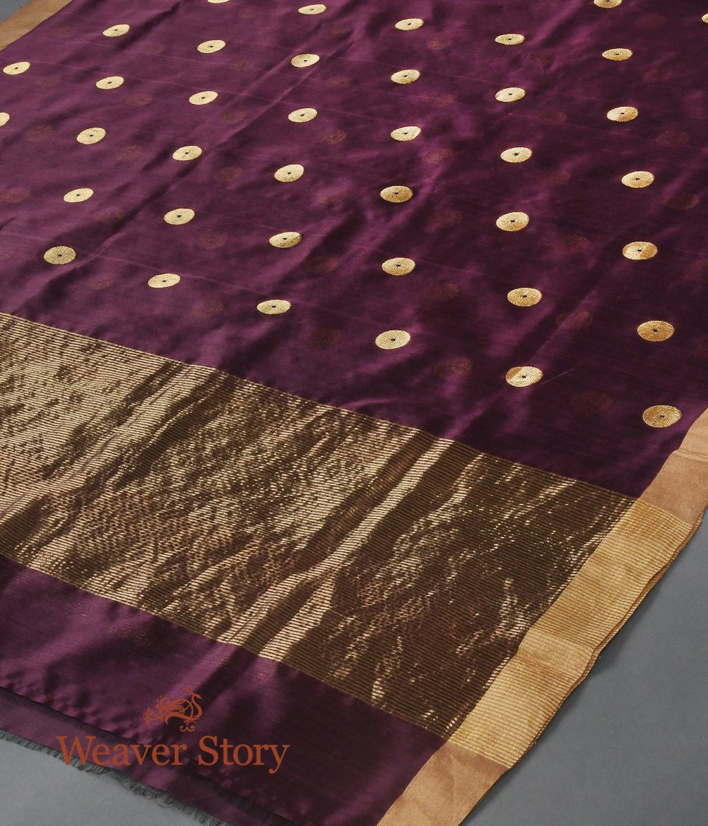 Handloom_Wine_Chanderi_Silk_Dupatta_with_Asharfi_Booti_WeaverStory_03