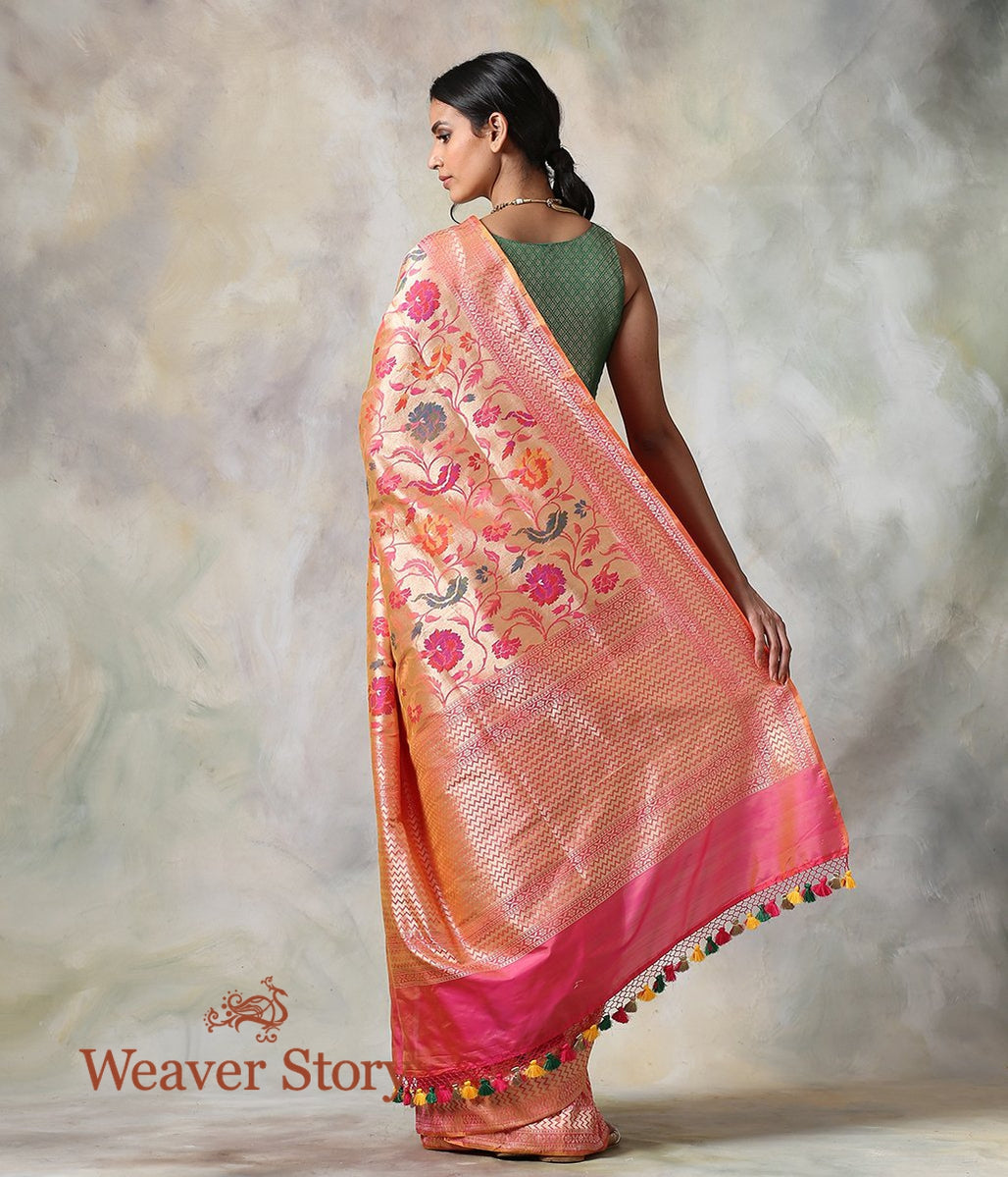 Handwoven_Peach_Floral_Meenakari_Banarasi_Saree_WeaverStory_03